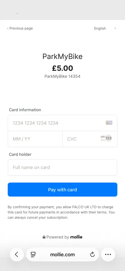 Enter your card details