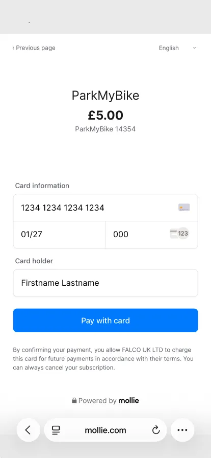 Complete the payment