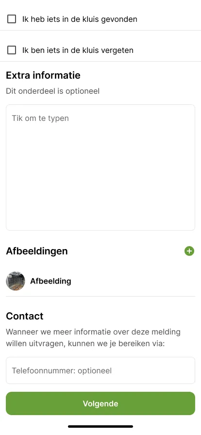 Vul extra informatie in