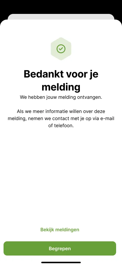 Je melding is verstuurd