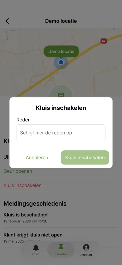 Vul een reden in